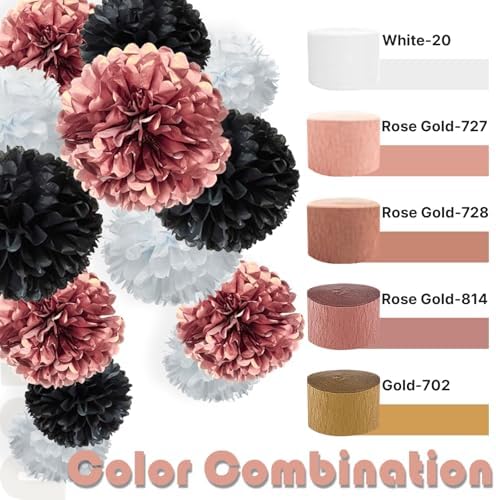 PartyWoo Rose Gold Crepe Paper Streamers 4 Rolls 328 ft Pack of Metallic Rose Gold Pink Dusty Pink Crepe Paper for Bride to Be Bachelorette Birthday Party Decorations (1.8 Inch x 82 Ft/Roll) - Image 3