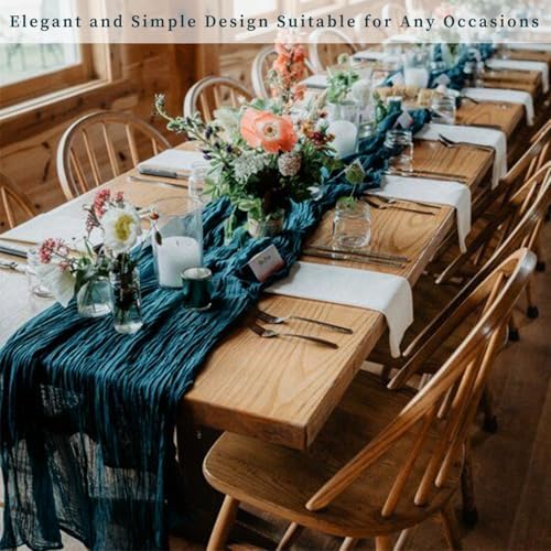 6 Pack Teal 10FT Cheesecloth Table Runner Rustic Gauze Cheese Cloth Table Runner for Wedding Bridal Baby Shower Table Decorations Boho Fabric Sheer Birthday Party Table Decor 20 x 120 Inch Long - Image 7