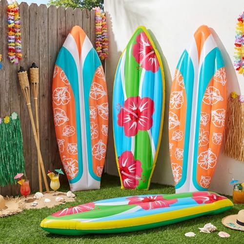 JellyArch 4 Pcs Inflatable Surfboards Hawaiian Party Pool Decor - Image 2