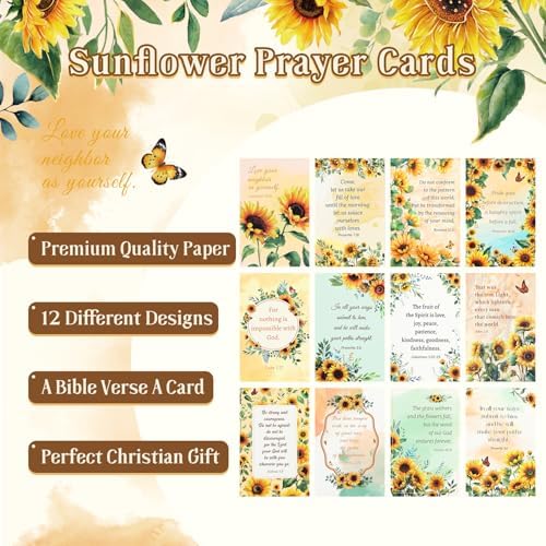 Sunflower Planner Gift Set for Women - 1 Sticker Book of 600+ Stickers, 1 Weekly Planner, 1 Crochet Keychain, 1 Metal Bookmark, 12 Prayer Cards, Gift for Women Men Teens Christian Birthday Mothers Day - Image 6