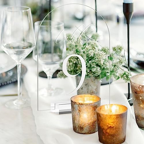 Clear Arch Table Numbers for Wedding, 5x7 Inch Arched Acrylic Table Numbers 1-10 with Stands, Clear Acrylic Arch Sign with Holder for Centerpiece, Reception, Wedding, Party, Event - Image 7