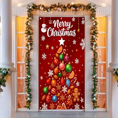 BlissYard Door Cover Christmas Pine Tree 35x71 Inch Polyester - Image 3