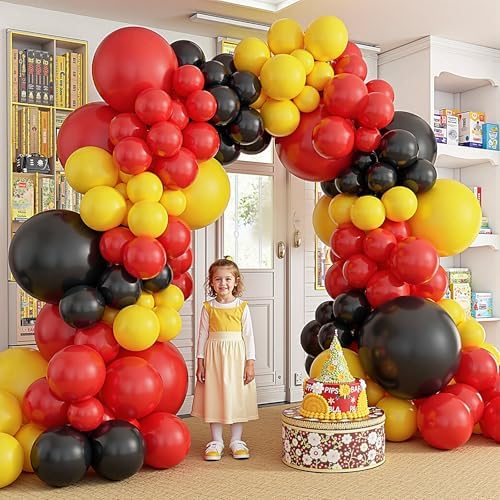 412Pcs Red Yellow Black Balloon Garland Arch Kit,18 12 10 5 Different Sizes Latex Party Balloons for Baby Shower Wedding Graduation Cartoon Game Theme Birthday Party Decorations - Image 6