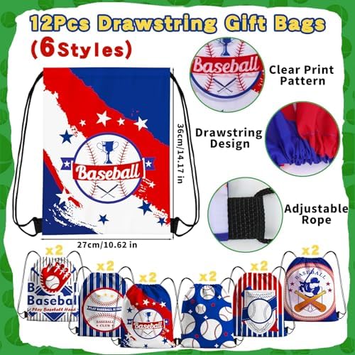 134 Pcs Baseball Party Favors, Baseball Themed Birthday Party Supplies Goodie Bag Stuffers with Bags,Rubber & Slap Bracelets, Stress Balls , Keychains, Stickers& Tattoos, Team Gifts Bulk - Image 3