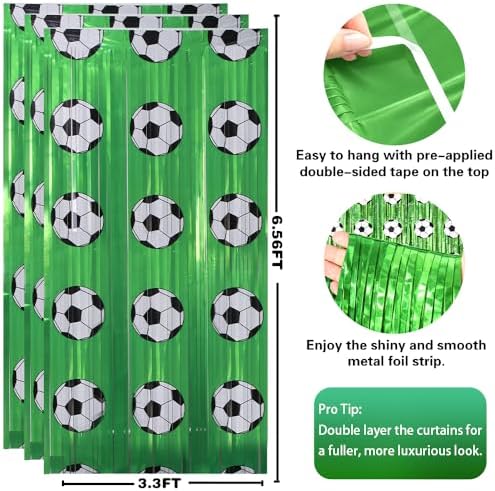 Soccer Birthday Party Decorations - Green White Streamers Backdrop Banner | Soccer Theme Party Favors Supplies Indoor Outdoor - World Soccer Cup 2026 Merchandise Accessories Decor for Wall Door - Image 2
