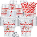 Pickmesh 50 Pcs Strawberry Baby Shower Plastic Cups with Lid Straw, 12 oz by Pickmesh