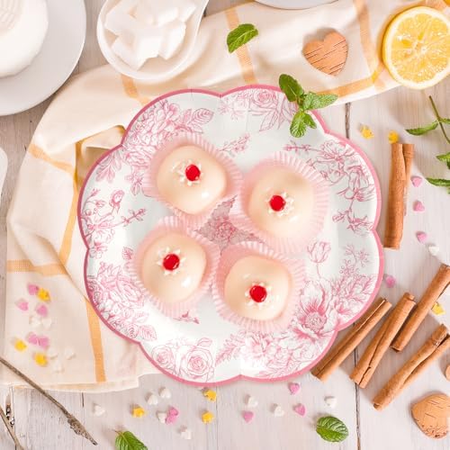 96 PCS Floral Paper Plates, Pink Vintage Floral Paper Plates and Napkins Party Supplies for Birthday Bridal Shower Picnic Tea Time, Serve for 24 Guests - Image 6