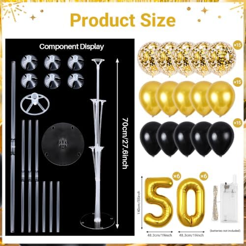 6 Set 50th Birthday Party Balloon Table Centerpieces with LED Light up - Image 3