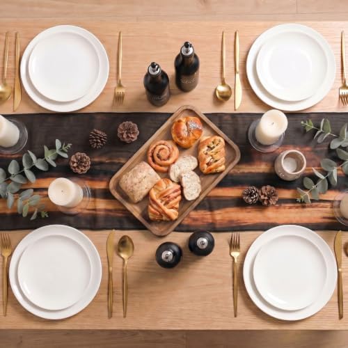Artoid Mode Boho Caramel Stripes Fall Chiffon Table Runner 120 Inches 10FT,Seasonal Fabric Kitchen Dining Holiday Table Decor for Home Party - Image 5