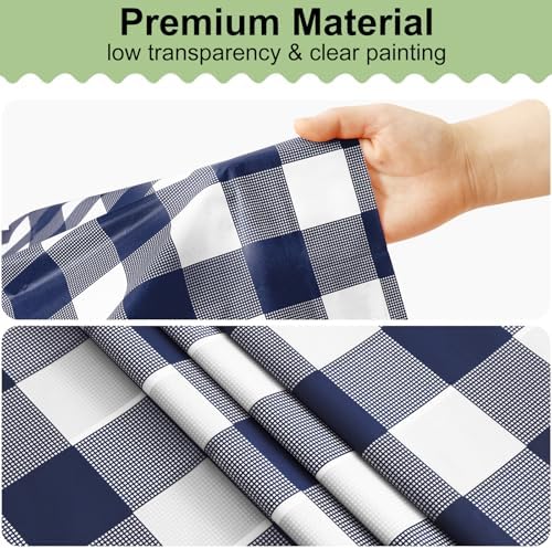 misaya 12 Packs Navy White Buffalo Gingham Plastic Disposable Table Cloth - Image 6