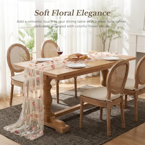Goodluck 6pcs Table Runner with 3D Pastel Floral 28x118 Inch - Image 7