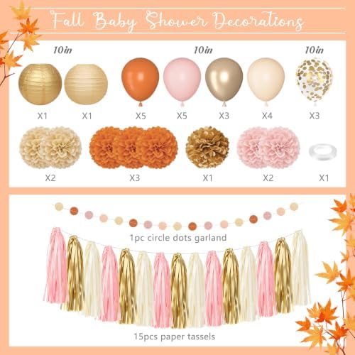 Amandir Orange Pink Fall Baby Shower Decorations Welcome Baby Banner - Image 2