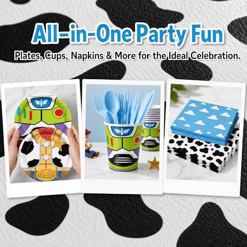 Toy Theme Party Supplies Cartoon Toy Theme Party Decorations Toy Theme Tableware Set Plates Napkins Cups Banners Tablecloths Forks Knives Holds 20 Guests - Image 6