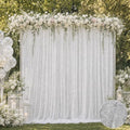 Bupelo Silver Foil White Tulle Backdrop Curtains–15x8ft Sheer White Curtain by Bupelo