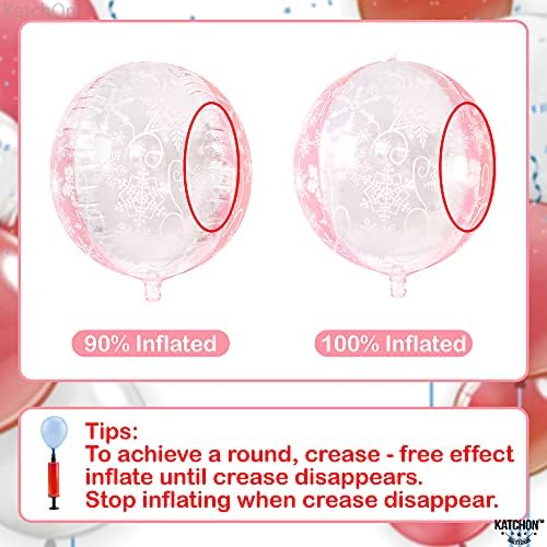 KatchOn Huge 22 Inch Pink Snowflake Balloons - Pack of 6, Princess Birthday - Image 3
