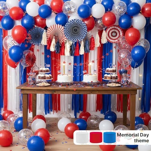 PartyWoo Red and Blue Crepe Paper 4pcs 328 FT Red Blue Streamers - Image 2