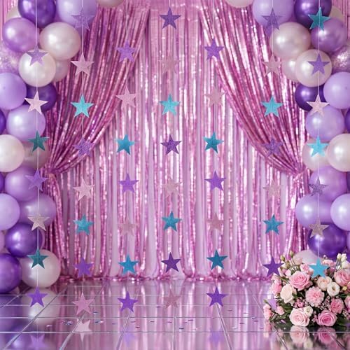 Patelai 130 ft Star Garland Banner Decor,Purple, Pink, Blue - Image 5