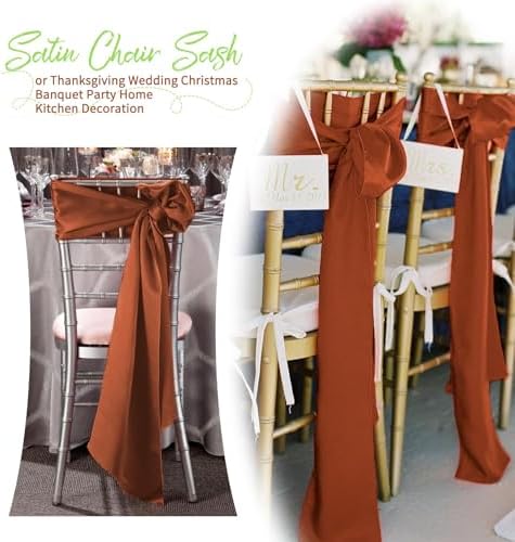 60 PCS Terracotta Satin Chair Sashes, 7 x 108 Inch - Image 7