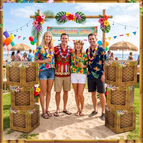 Fullhawl 6 Pcs 3D Tree Stump Boxes, Hawaii Fake Wood Centerpieces - Image 5