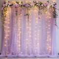 Tulle Backdrop Curtain with Lights 10x10FT Lavender Sheer Curtains by Xiomot