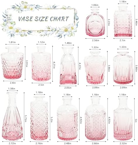 SUPMIND Glass Bud Vases Set, 12pcs Pink Small Flower Vases in Bulk - Image 3