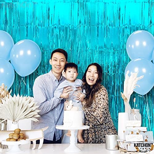 KatchOn, Blue Foil Fringe Curtains - 3.2x8 Feet, Pack of 2 - Image 3