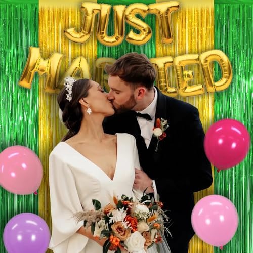 5 Pack 3.28ft x 6.56ft Green&Gold Tinsel Foil Fringe Curtains, Photo Booth Backdrop Party Decorations for Birthday Wedding Baby Shower Graduation Bachelorette New Years - Image 4