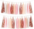 We Moment Tissue Paper Tassels Party Tassel Garland Banner for Party Decorations, DIY Kits,Pink,White,Peach,Rose glod,40 PCS by We+Moment