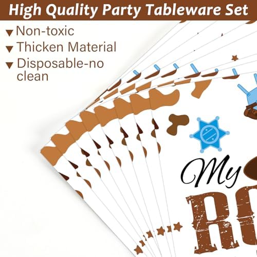 50 Guests My First Rodeo Birthday Party Supplies Decoration 1st Rodeo Party Birthday Plates and Napkins Forks Western Cowboy Tableware My First Rodeo Paper Plates for Boy Baby Shower Party 200PCS - Image 4
