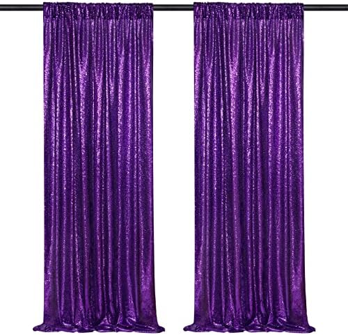 Purple Sequin Backdrop 2 Panels 2FTx8FT Glitter Halloween Party Backdrop by QueenDream