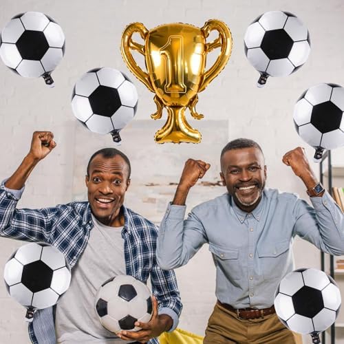 Soccer Party Balloons Set, 32 Inch Champion Trophy Mylar Foil Balloon and 6pcs Football Helium Foil Balloons, Sport Decor for Boys Kids Soccer Ball Fans Birthday Party Decoration Supplies - Image 6