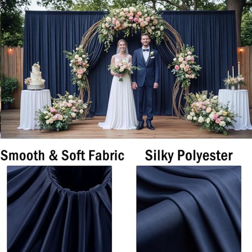 40ftx10ft Navy Blue Backdrop Curtains for Party Background, Wrinkle Free 8 Panels Silky Navy Photo Backdrop Drapes Back Drop Cloth Drapery for Wedding Birthday Photography Baby Shower Decor - Image 3