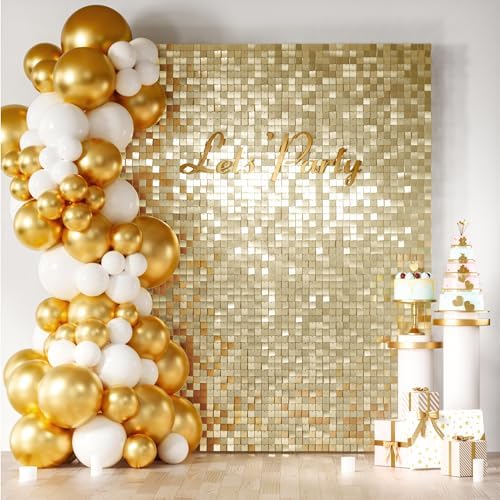 COKAOBE LiteGrid Series Shimmer Wall Backdrop - 24Pcs Light Gold by COKAOBE