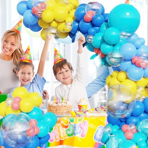 152pcs Cartoon Sponge Balloon Arch Kit,Yellow Blue Pink Clear Balloons For Cartoon Sponge Baby Shower Party Decorations Under The Sea Ocean Theme Birthday Party Supplies - Image 4
