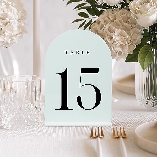 White Arch Table Numbers for Wedding, 25 Pack 5"x7" White Arch Acrylic Table Numbers 1-25 with stand, Perfect for Wedding Event Reception - Image 6