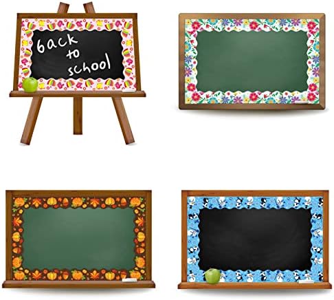 Whaline 82Ft Seasonal Bulletin Board Borders 8 Designs Scalloped Border Trim Teachers Classroom Blackboard Decor for Spring Summer Autumn Winter School Office Party Decoration, 72 Pcs - Image 4