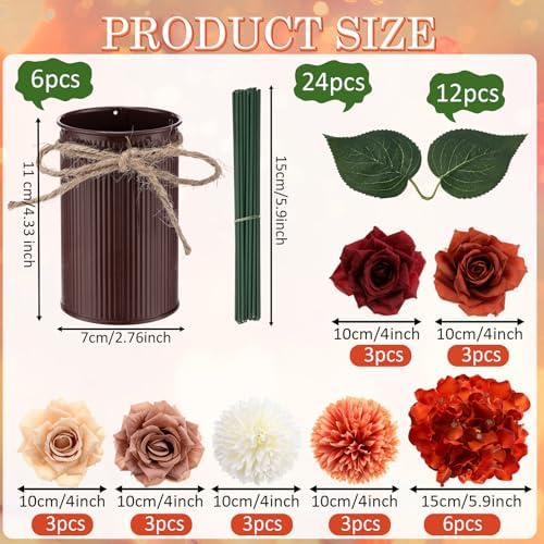 Zeyune 6 Set Artificial Centerpiece, Orange,White, Classic Style - Image 2