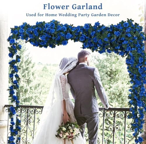 8 Pcs 66Ft Flower Garland Rose Vines, Sapphire Floral Garland Flower Vines - Image 6