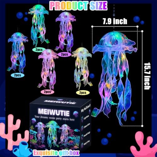 Jellyfish Decor - 10 PCS Light up Jellyfish Lanterns, Ocean Decor - Image 2