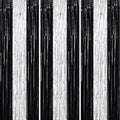 Voircoloria Black Silver Foil Fringe Backdrop Curtains,3.3x8.2ft, 3 Pack by Voircoloria