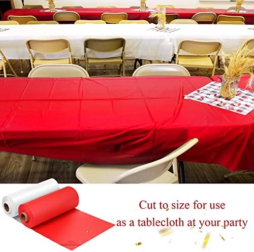 Moukeren 2 Roll Circus Carnival Table Cover Backdrop, White, Red - Image 6