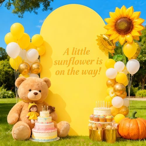 6 ft Arch Backdrop Cover Yellow - Double-Sided Spandex Arch Covers Stretchy Backdrop for Balloon Arches Birthday Party Baby Shower Banquet Wedding Photo Background - Image 6