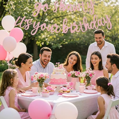 BEISHIDA Dark Pink Pre-Strung Go Shawty It's Your Birthday Banner Decor - Image 5