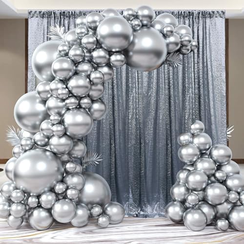 2×8FT-4PCS Black Silver Sequin Backdrop Curtains Panels, Photography Backdrop Glitter Curtains Fabric Background for Christmas Wedding Party Decor - Image 7