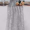 Snowkingdom Silver Gray Table Runner 10FT, Sheer Sparkly Shiny Glitter Sparkle Cheesecloth Tulle Elegant Centerpiece Modern Dining Decor for Wedding Party Bridal Shower Birthday Christmas New Year by Snowkingdom