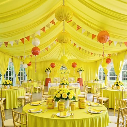 50ftx40ft Yellow Ceiling Curtain for Wedding Parties by PartyVillage