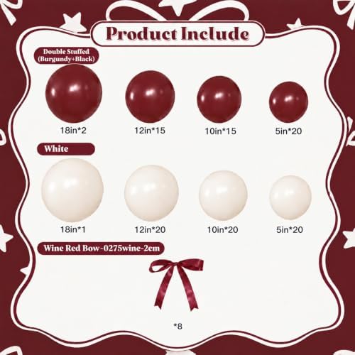 Burgundy White Balloon Arch Kit for Birthday Decor - Image 5