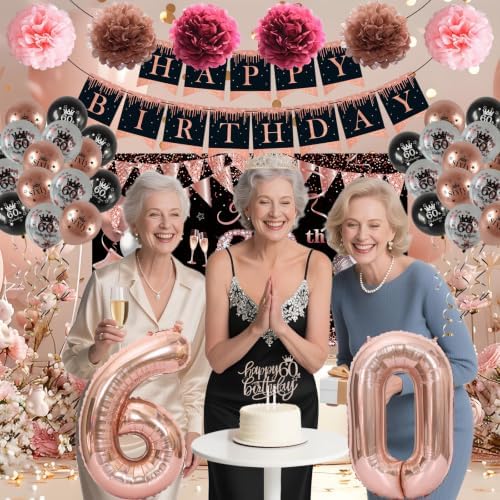 Happy 60th Birthday Decorations for Women, 60 Years Old Decor - Image 6