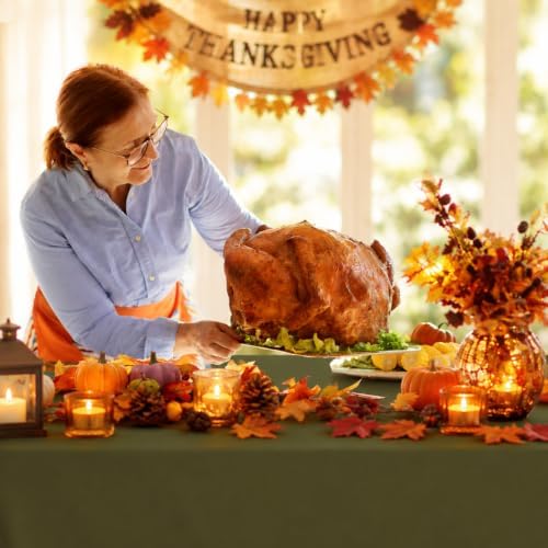 12 Pack Fall Rectangle Plastic Tablecloth, Brown Orange Green - Image 5