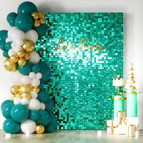 COKAOBE LiteGrid Series Shimmer Wall Backdrop - 24Pcs Emerald Green by COKAOBE